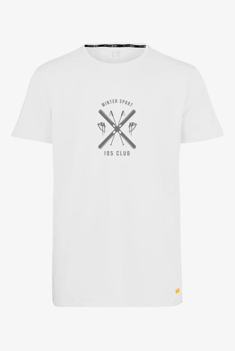 Extra langes limitiertes T-Shirt mit 'Cross Ski'-Print auf weißen T-Shirt