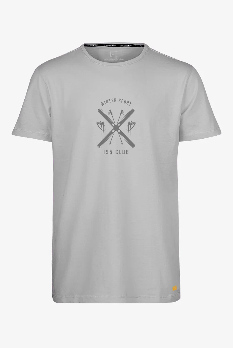 Extra langes limitiertes T-Shirt mit 'Cross Ski'-Print auf hell grauem T-Shirt