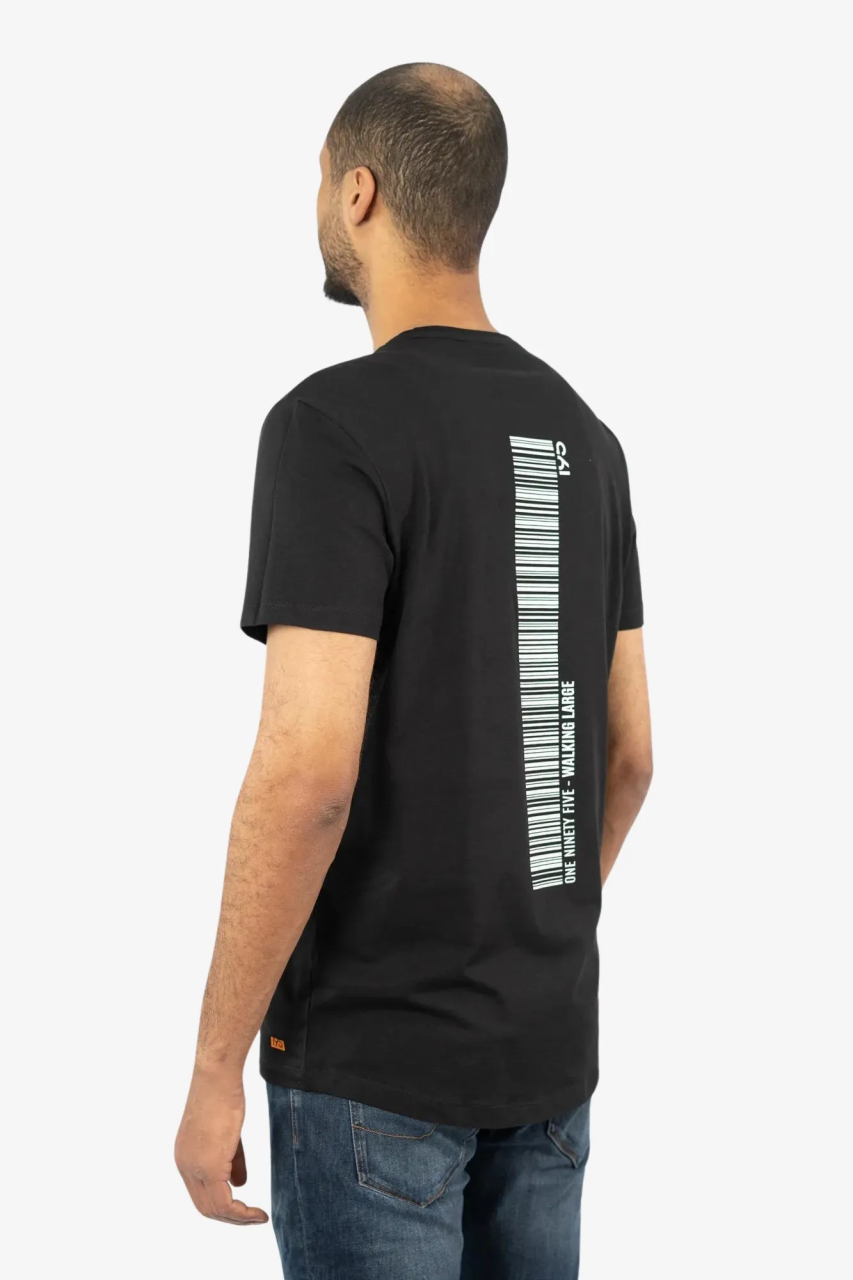 Langes Backprint T-Shirt in schwarz fuer Menschen ab 1,90 Meter