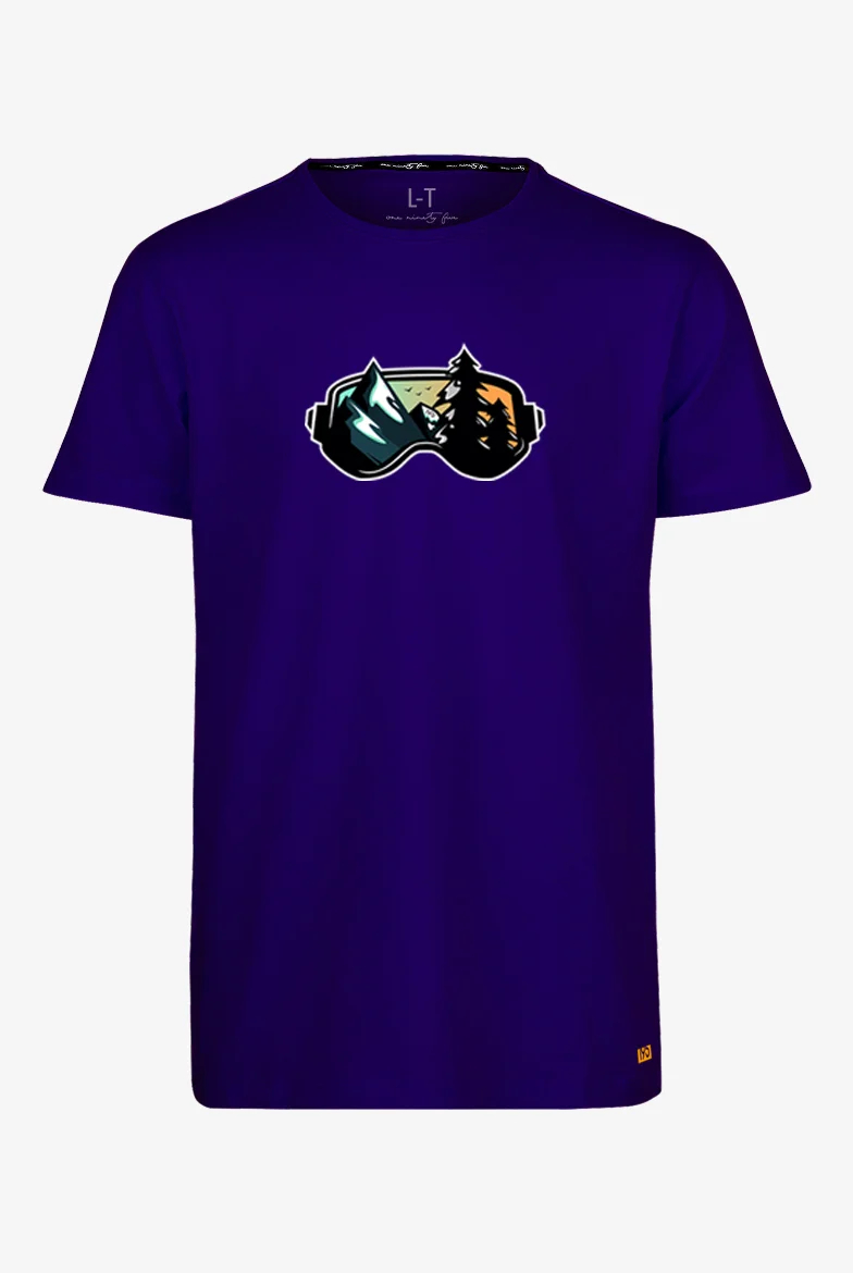 Extra langes limitiertes T-Shirt mit 'Goggles'-Print auf dunkel blauem T-Shirt